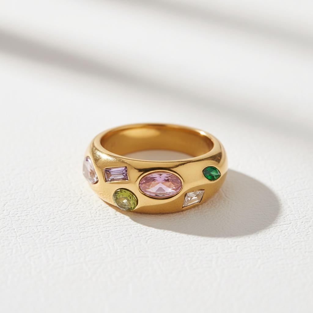 Ring auf strukturiertem weißem Hintergrund