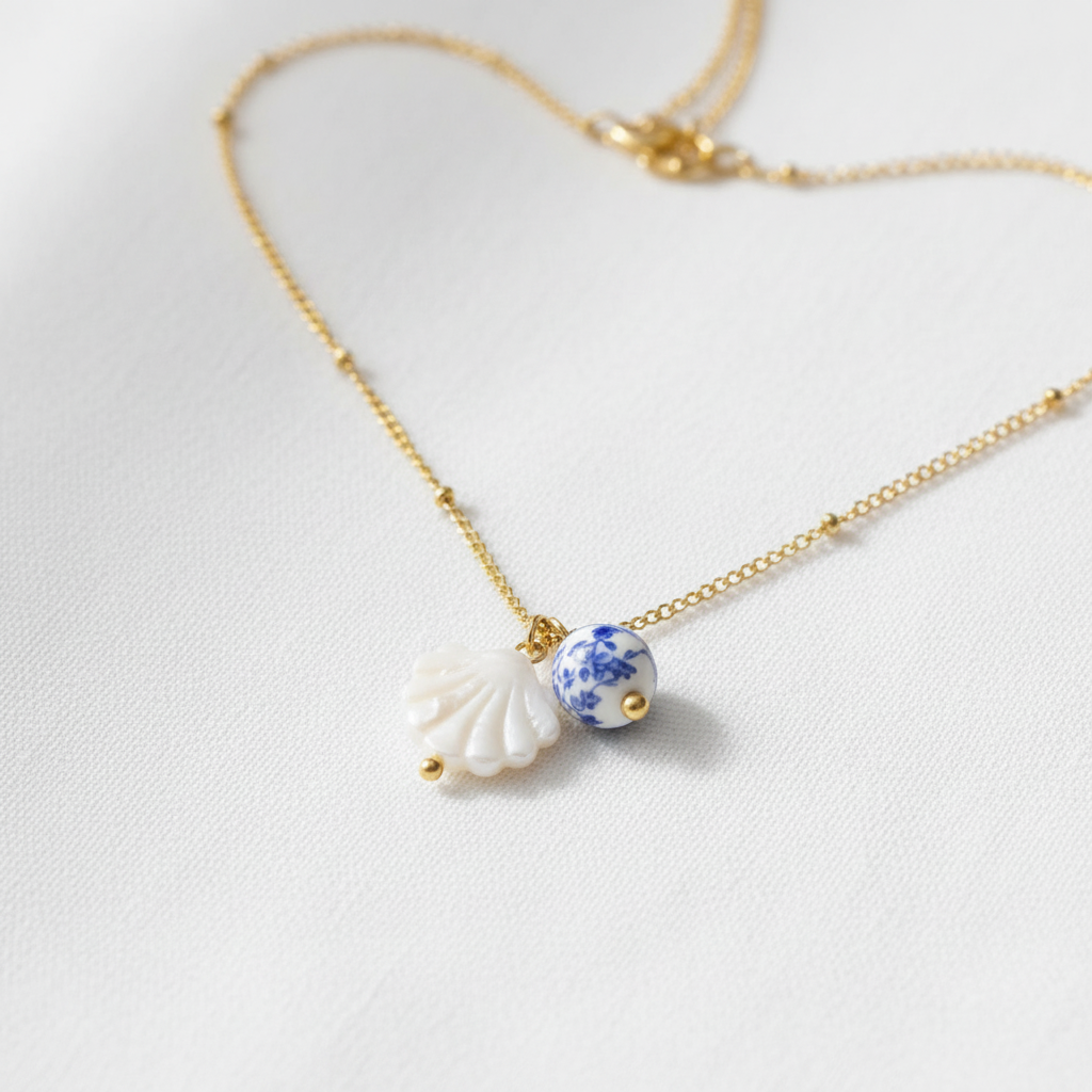 Santorini Halskette Produktfoto mit korrekter Perle