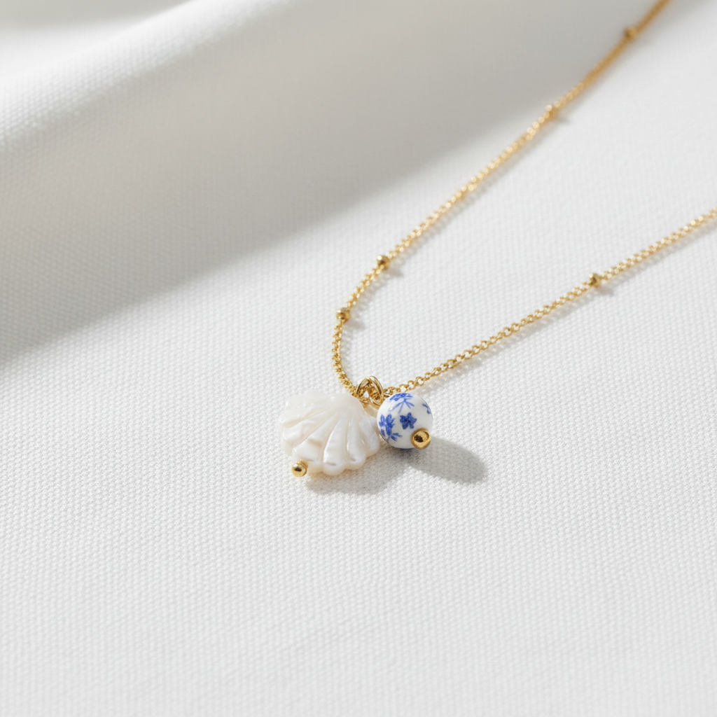 Santorini Halskette Produktfoto mit runder Perle